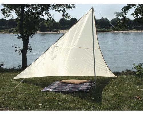 Floracord Awning triangle for camping and leisure, including poles, ivory, 3x3x2.5 m