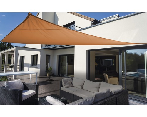 Floracord Awning triangle terracotta with rain cover 360x360x360 cm