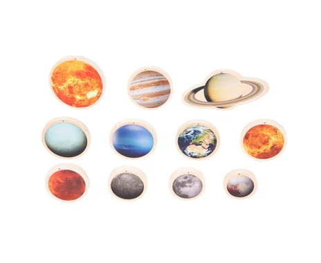 Solar system on wooden discs