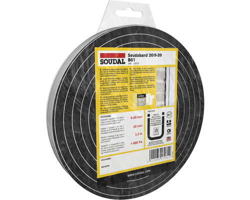Soudal Soudaband Pro BG1 self-adhesive compri tape 3.3 m 20/9-20 mm