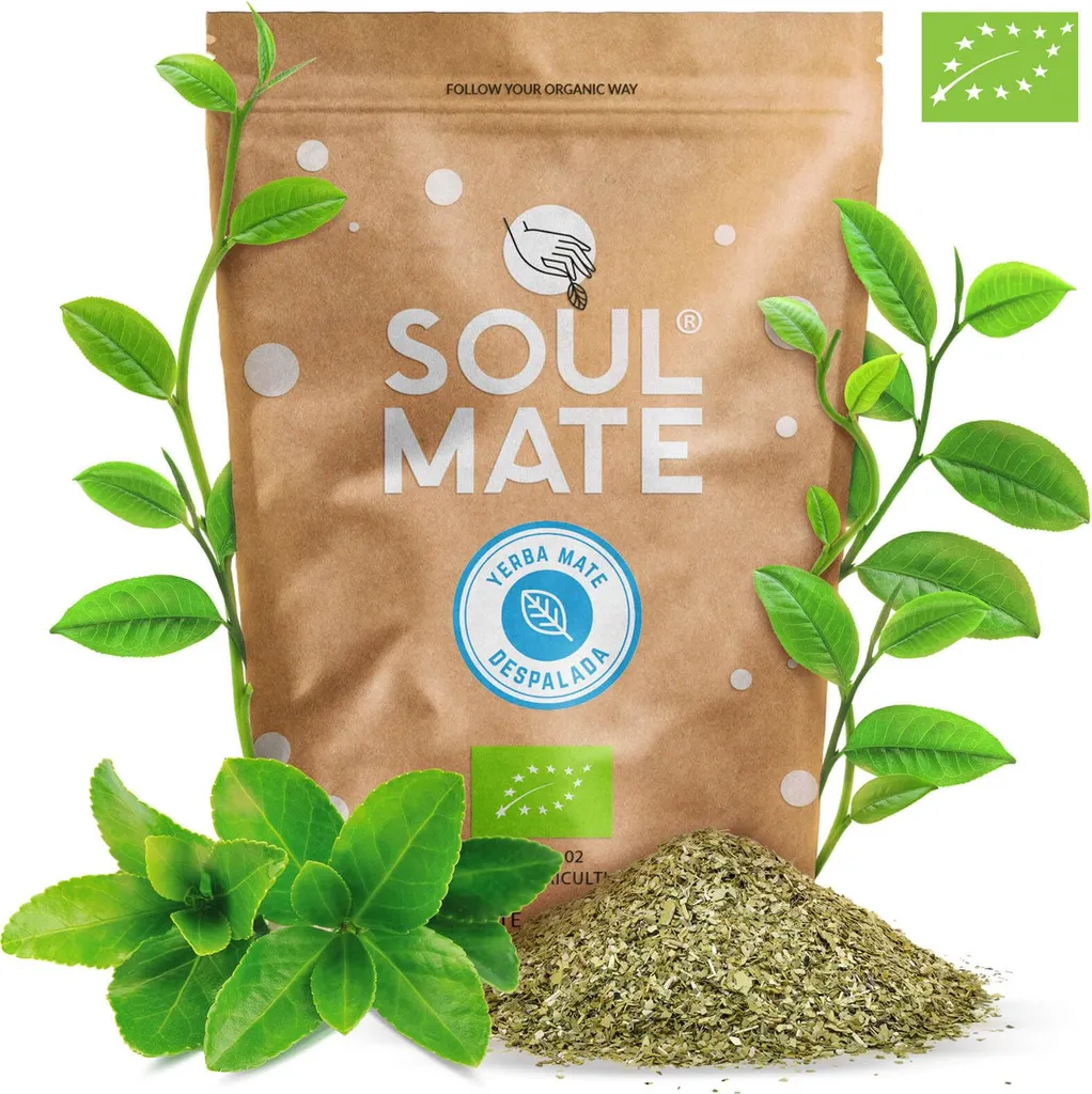 Soul Mate - Organic Despalada Mate Tea 500g - 100% Leaves, Stemless - Smoke-Free, Mild - Air-Dried - Brazilian Yerba Mate