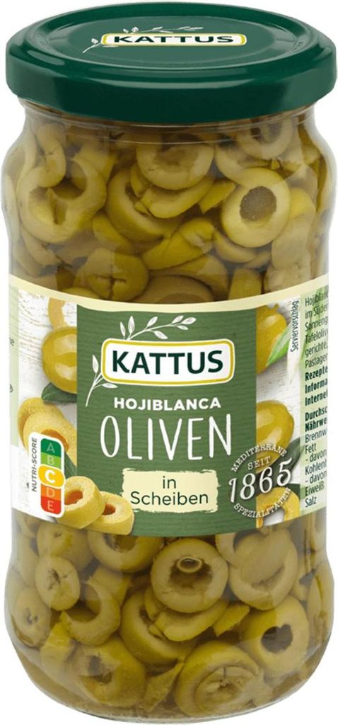 Kattus Sliced ​​Spanish green olives 345g