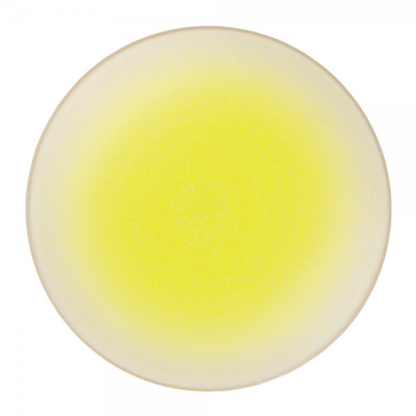 Koi porcelain dinner plate, yellow, by Asa