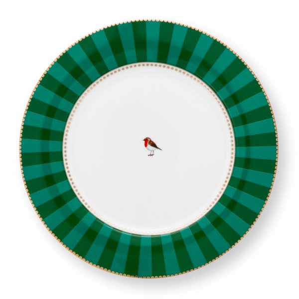 Dinner plate Love Birds Stripes Emerald Green Pip Studio