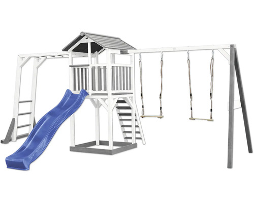 Play tower axi Beach 519 x 349 cm gray wood consisting of climbing wall