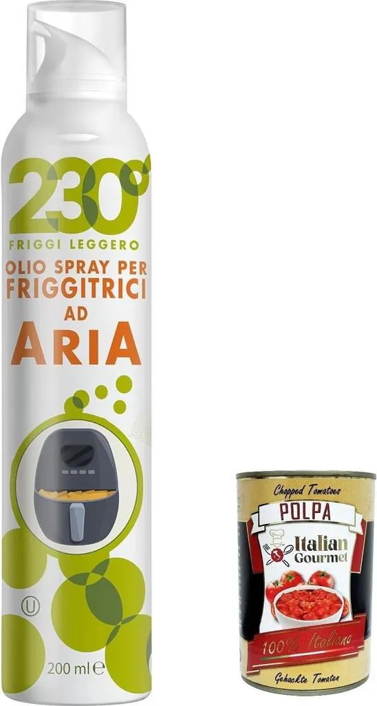 Fratelli Mantova Light oil spray for air fryers, with sunflower oil, avocado oil and rice oil 200 ml, high oil content + Italian Gourmet polpa 400g 600 ml