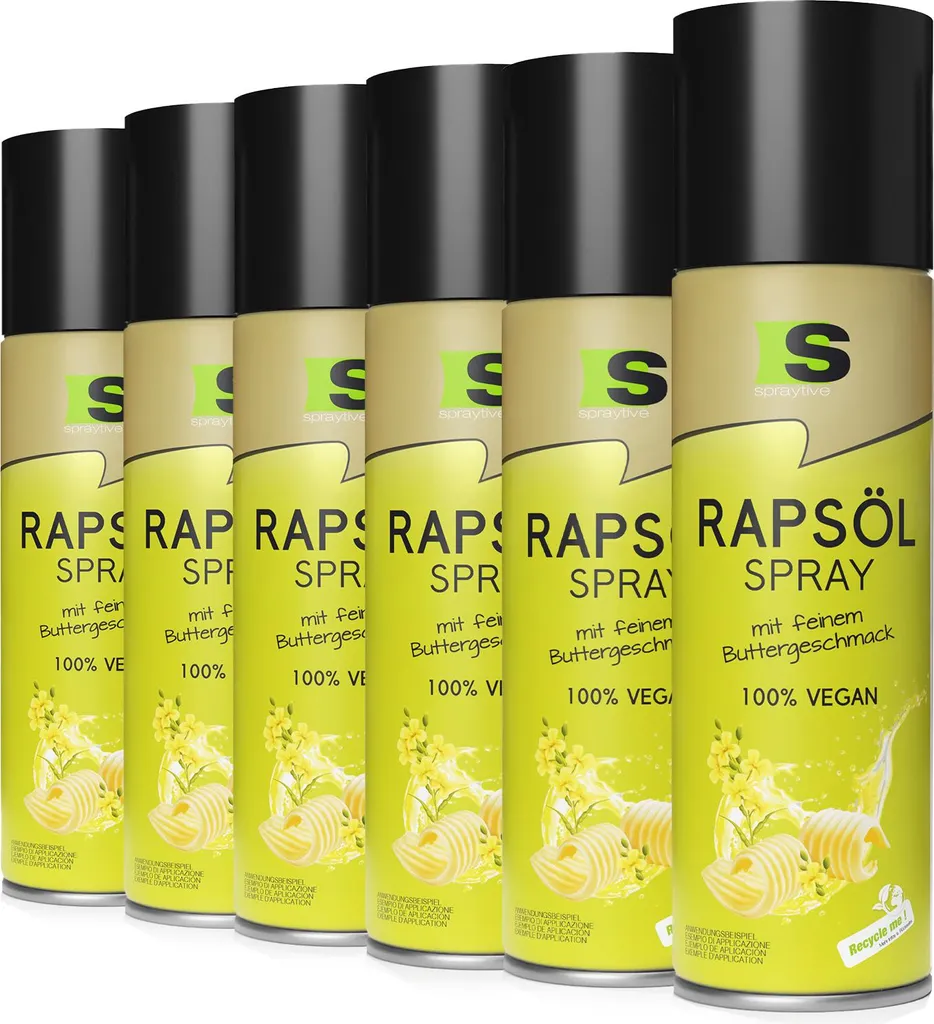 Spraytive 6 x 400ml rapeseed oil spray with a delicate buttery flavor – ideal for cooking & baking 2400 ml