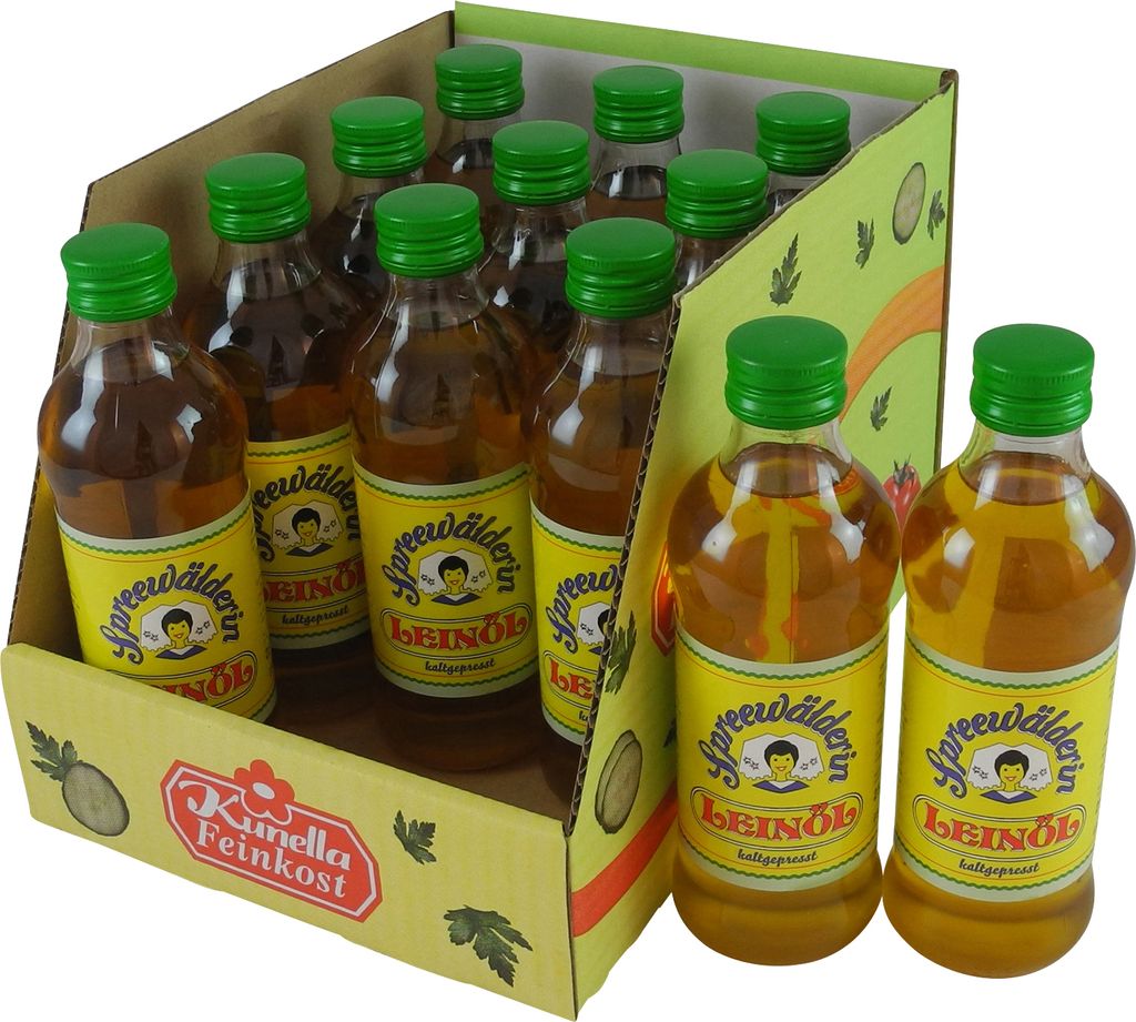 Spreewälderin linseed oil, cold-pressed by Kunella Feinkost - Set of 12 (12 bottles of 250 ml each)