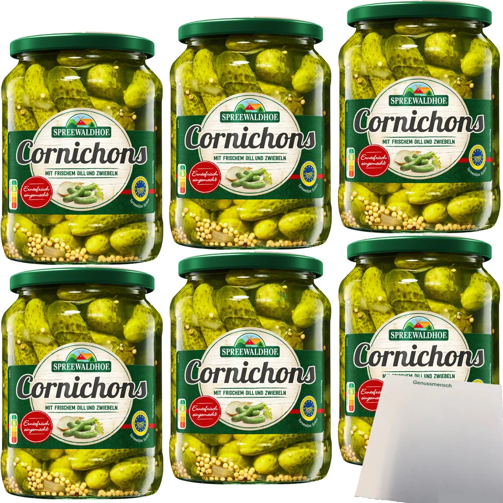 Spreewaldhof gherkins with fresh dill and onions 6-pack (6x670g jar) + usy block
