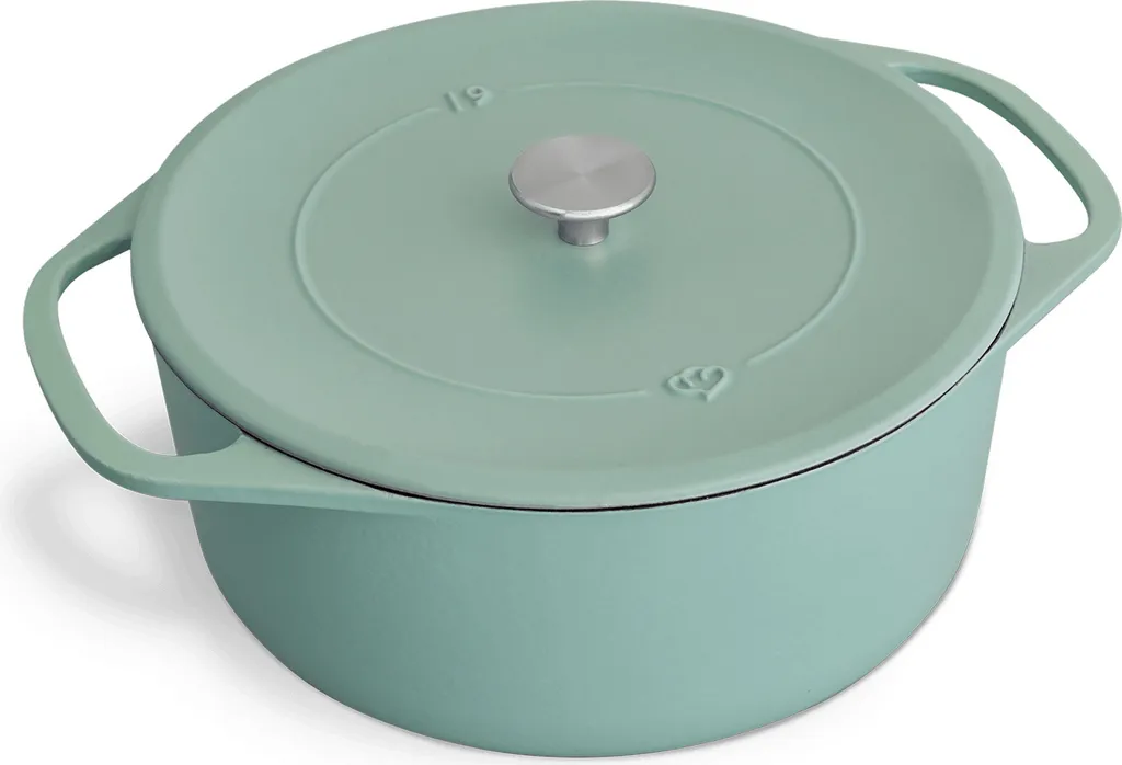 SPRINGLANE Cocotte with lid, mint, round, 28 cm, 6 L, cast iron roaster, casserole dish, induction compatible