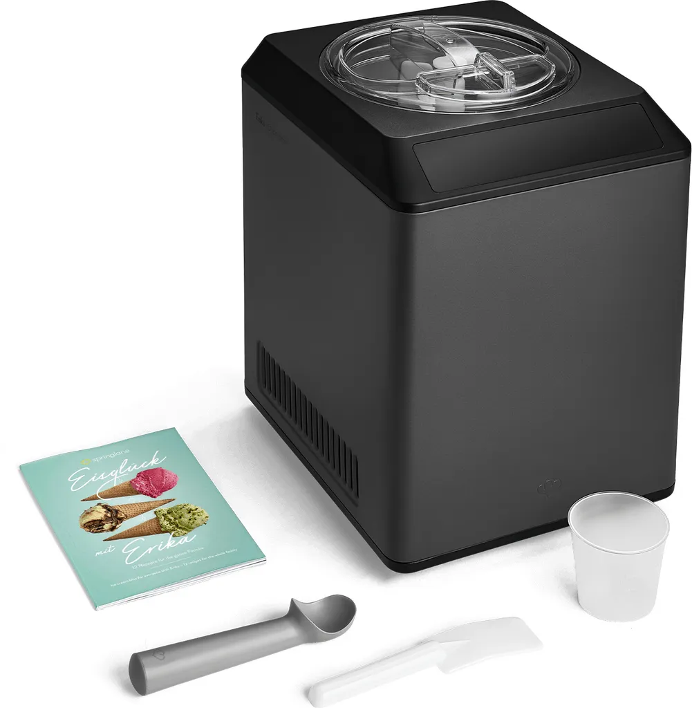 SPRINGLANE Erika 2.5L Ice Cream Maker & Yogurt Maker with Self-Cooling 250W Compressor, Stainless Steel Ice Cream Machine with Cooling and Heating Function, Includes Recipe Booklet