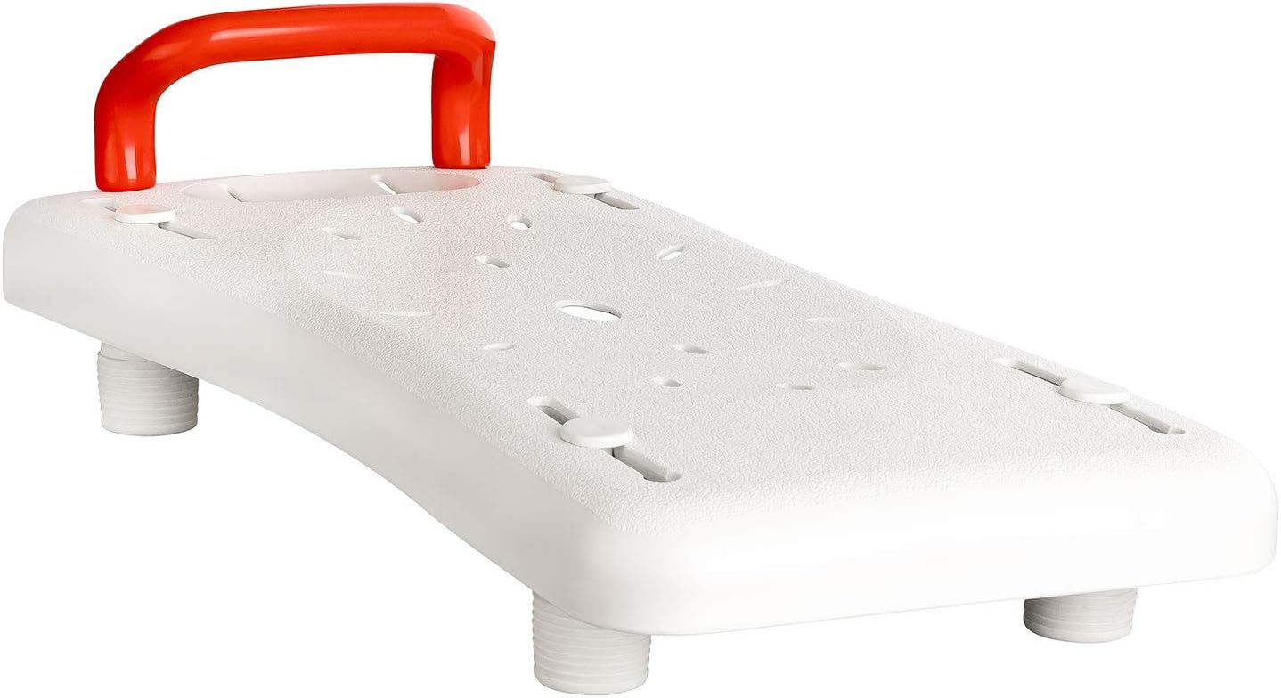 1PLUS Store flexilife Bath Board for Seniors with Handle and Integrated Soap Tray, White - Bath Seat for Adults Bath Seat Seat Board