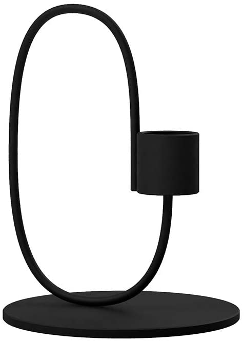Cooee Design Swoop Black Stainless Steel Candle Holder, 10 cm