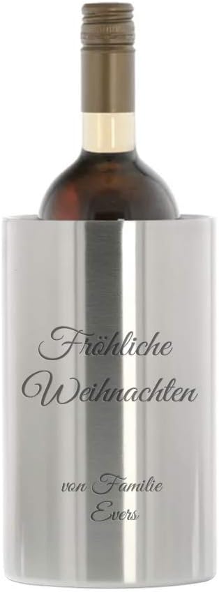 Personalised Engraved Wine Cooler - Double Wall Stainless Steel Wine Cooler, Champagne Cooler & Champagne Cooler - Gift Idea for Wine Lovers (18 x 12 cm) - STEMPEL-FABRIK