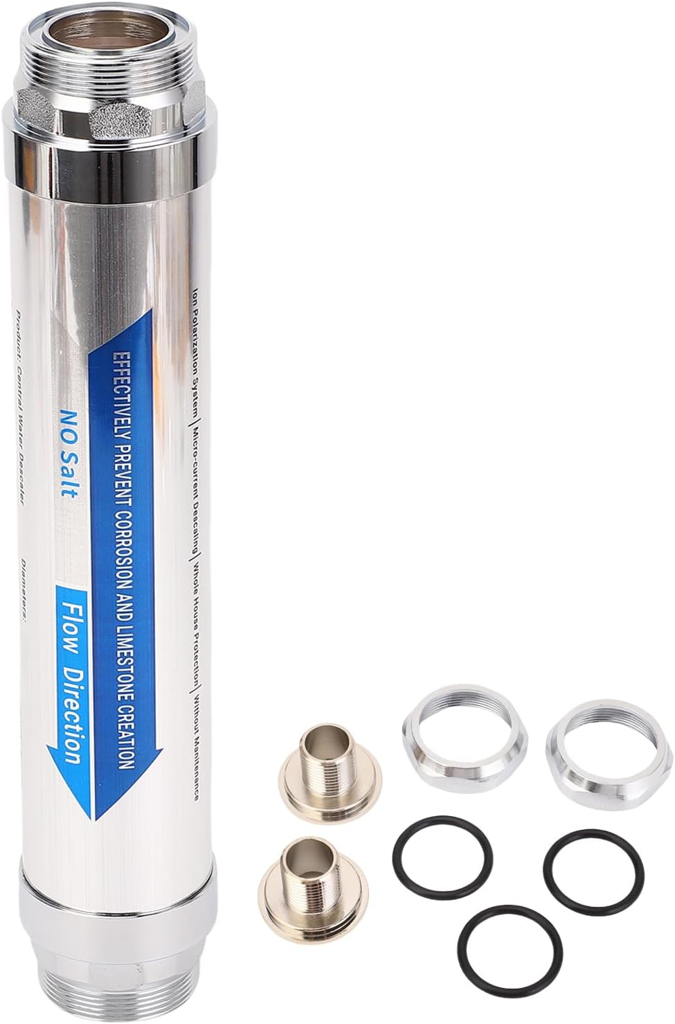 AUNMAS Salt-free Whole House Water Descaler, Lime Softener System, Magnetic Water Softener for Pipes, Heaters, Appliances with Stainless Steel (1/2 Inch (DN15))