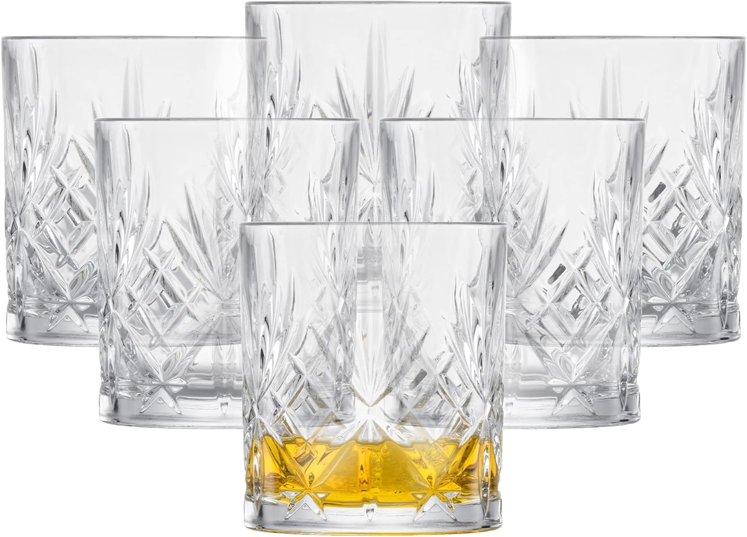 SCHOTT ZWIESEL Whiskey Glass Show (Set of 6), Graceful Tumbler for Whiskey with Relieff, Dishwasher-Safe Crystal Glasses (Item No. 121553)