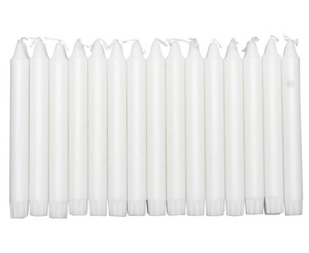 Taper candles, white, 30 pieces