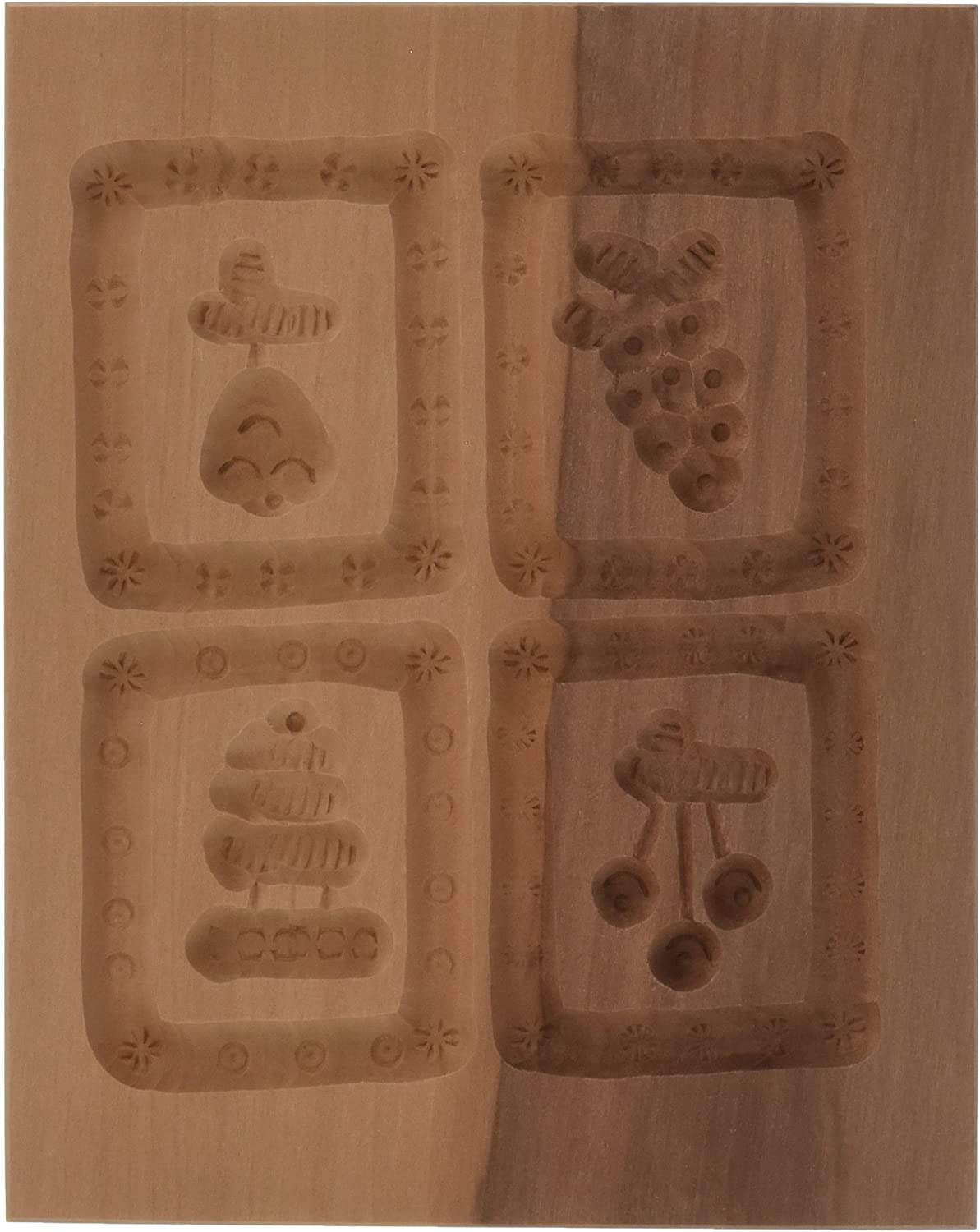 Staedter Städter 848078 Springerles Model 4 Pictures Baking Tray, Wood, brown, 12 x 10 x 3 cm