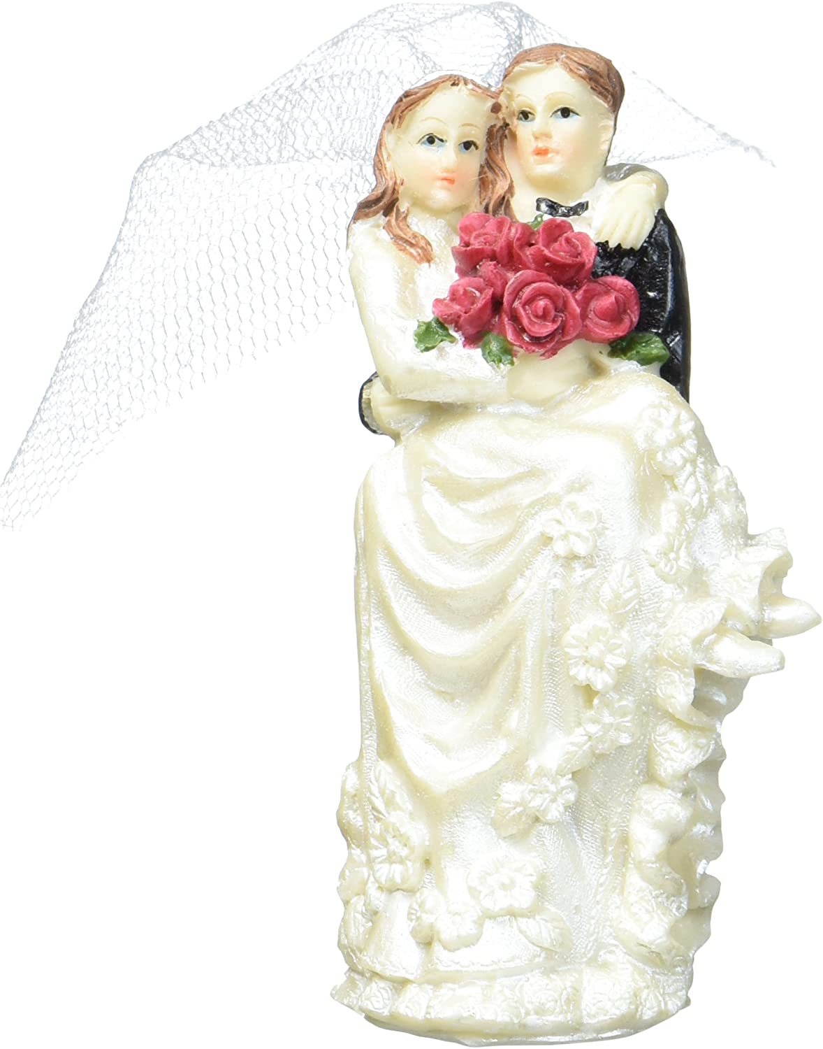 Staedter Städter 928152 Rose Bride and Groom Wedding Cake Topper – Porcelain/Resin, Black/Silver, 9.5 x 6 x 5 cm