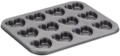Staedter Städter CB58874 Cake Boss Heart Moulds, Set of 12 Stainless Steel Diameter 7 cm, silver, 35 x 27 x 5 cm