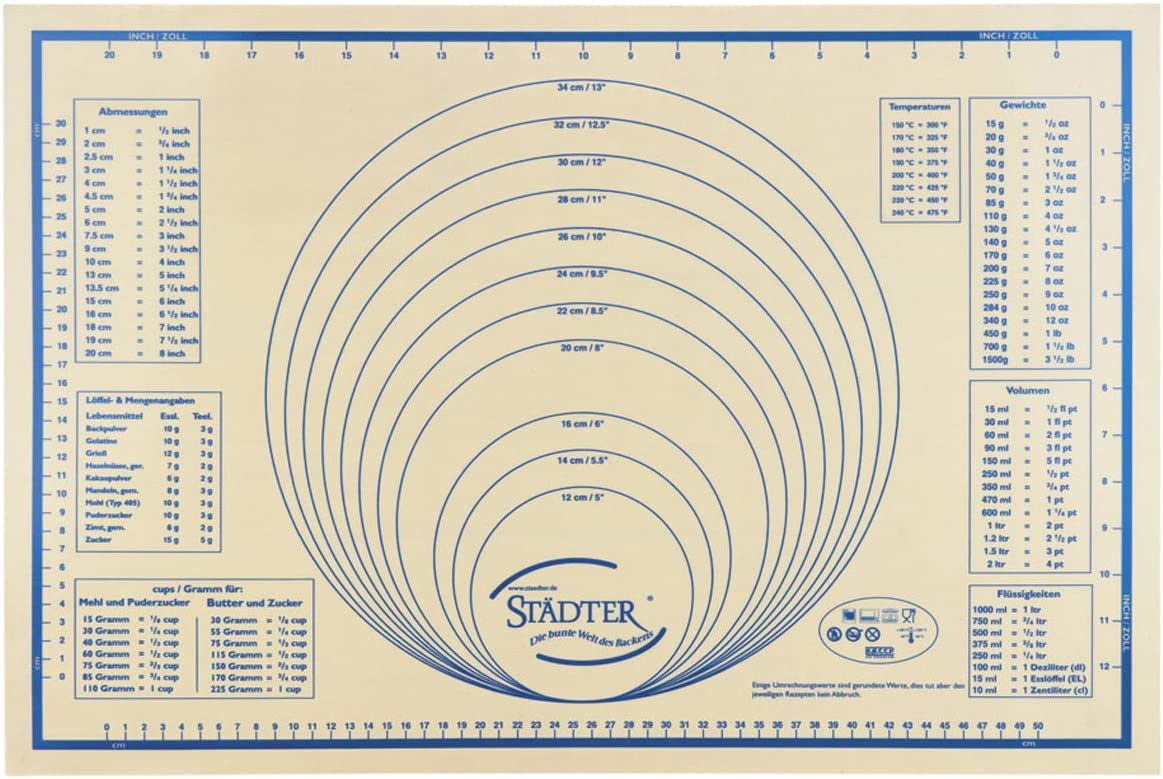 Staedter Städter Maxi 256972 Silicone Mat for Dough Rolling/Shaping/Baking in Gift Packaging