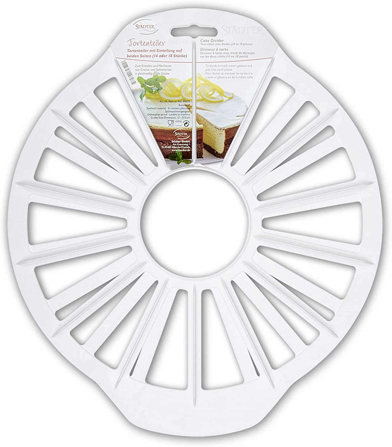 Staedter Städter ST498075 Cake Divider for 14 or 18 Pieces White
