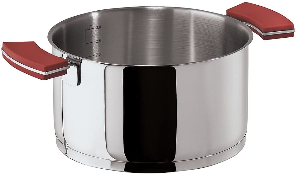 Sambonet Stainless Steel Meat Pot 24 cm 12 O \'Clock/Silicone Red