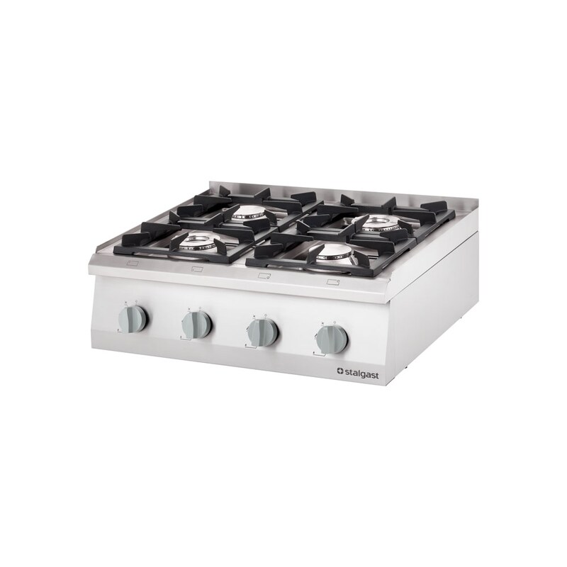 Stalgast stainless steel gas hob with 6 burners (3.5 + 3x5 + 2x7) as a tabletop unit, 700ND series