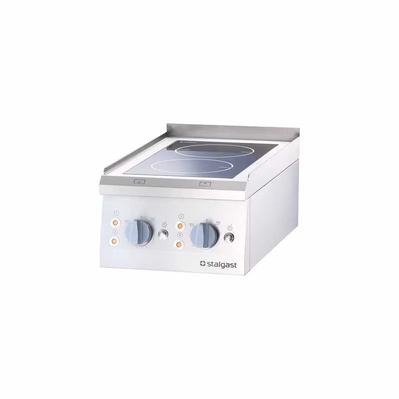 Stalgast stainless steel glass ceramic cooktop as a tabletop unit with 2 cooking zones, 700 ND series