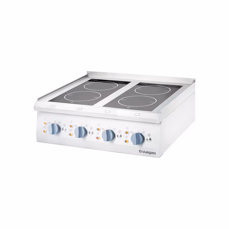 Stalgast stainless steel glass ceramic cooktop as a tabletop appliance with 4 cooking zones, 700 ND series