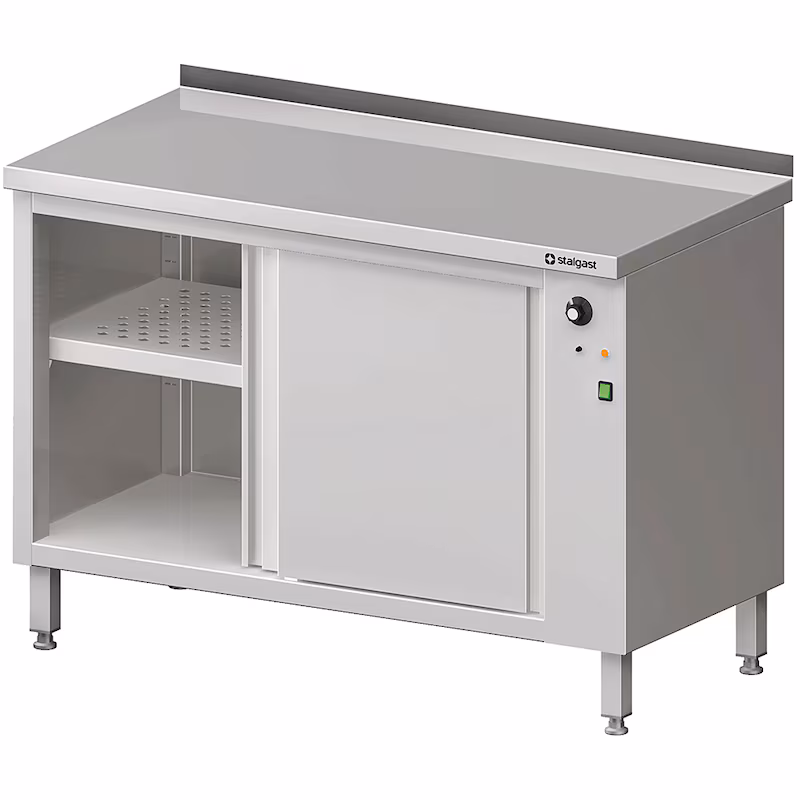 Stalgast stainless steel warming cabinet with sliding doors 1400x600x850 mm with raised edge