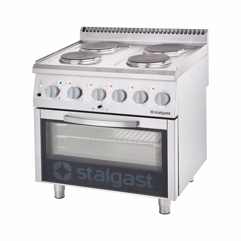 Stalgast electric stove with 4 hobs and static oven GN 2/1, series 700 ND