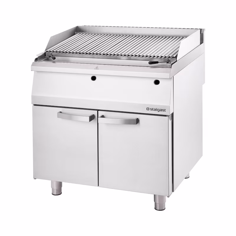 Stalgast gas lava stone grill as a freestanding unit, series 700 ND with V-grate, 800x700x850 mm