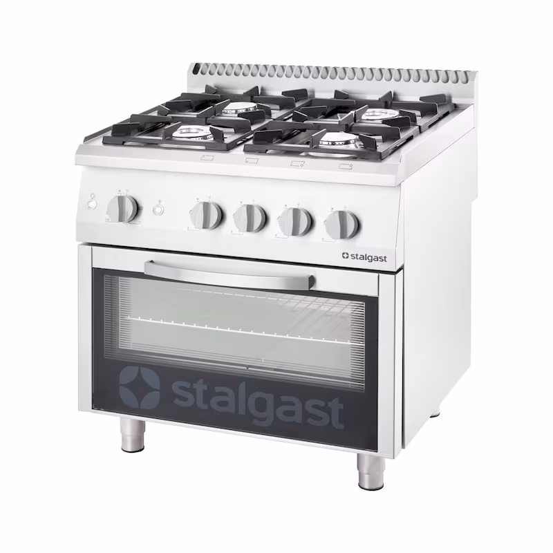 Stalgast gas cooker with 4 burners (3.5+2x5+7) and gas oven GN2/1, series 700 ND