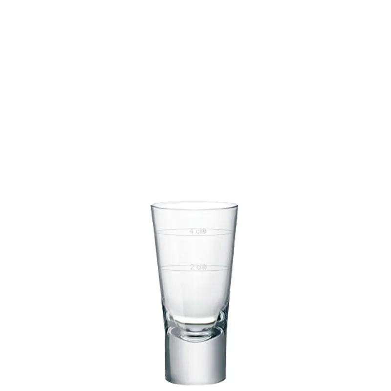 Stamper Ypsilon 7 cl with fill line 2 + 4 cl |-|, capacity: 70 ml, height: 107 mm, diameter: 50 mm, 12 sets
