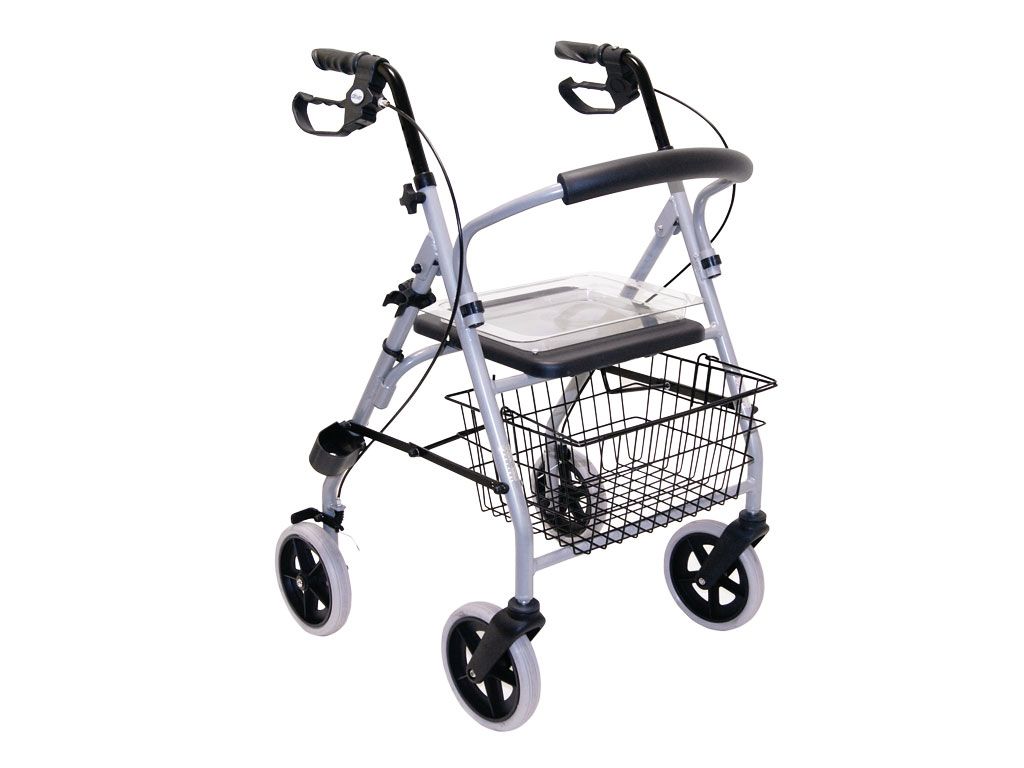 Standard lightweight rollator with basket, backrest, cane holder, tray 1 St