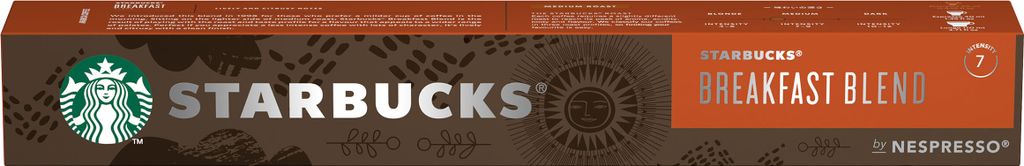 Nestlé Starbucks Breakfast Blend, Medium Roast, Roasted Coffee, Nespresso Compatible, Coffee Capsules, 10 Capsules, 12505337