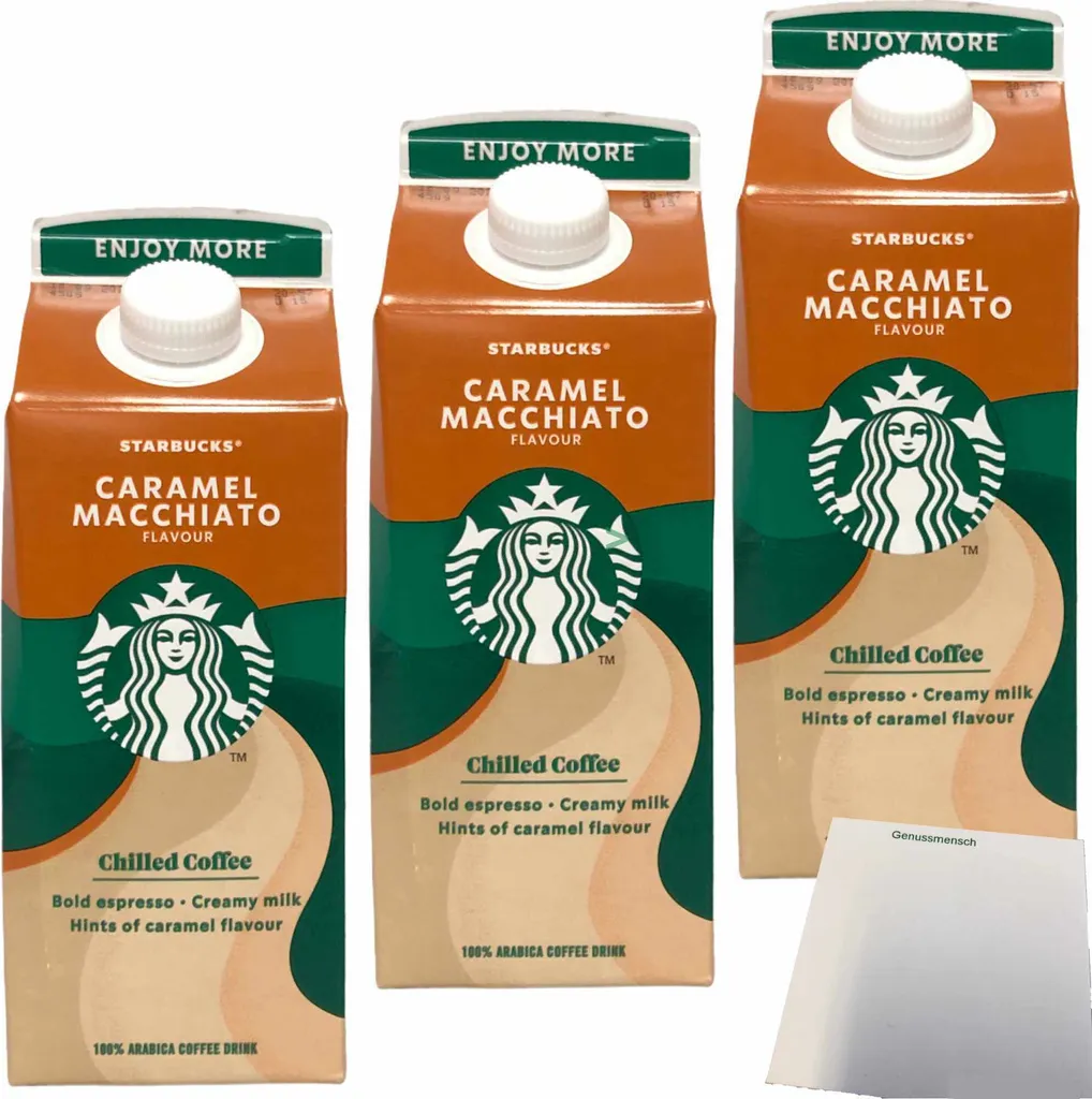Starbucks Multiserve Caramel Macchiato Chilled Coffee 3-Pack (3x750ml pack) + usy Block
