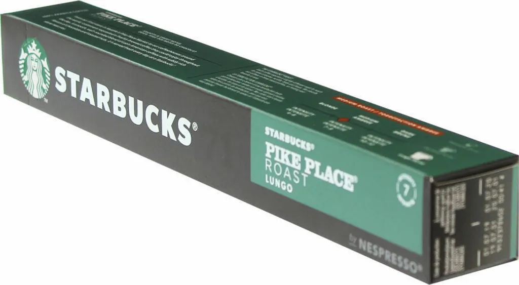 Nestlé Starbucks Pike Place Roast Coffee, Lungo, Medium Roast, Roasted Coffee, Nespresso Compatible, Coffee Capsules, 10 Capsules 53g