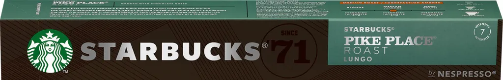 Nestlé Starbucks Pike Place Roast Lungo by Nespresso Coffee Capsules 53g, 10 Capsules 53g
