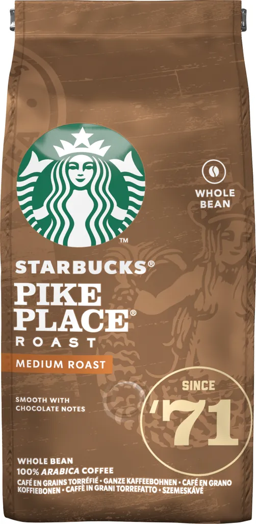 Nestlé Starbucks Pike Place Roast, Medium, Whole Bean, 200 g