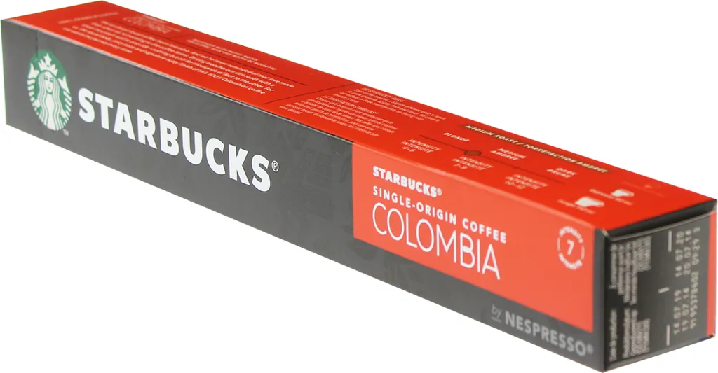 Nestlé Starbucks Single Origin Colombia Coffee, Medium Roast, Roasted Coffee, Nespresso Compatible, Coffee Capsules, 10 Capsules