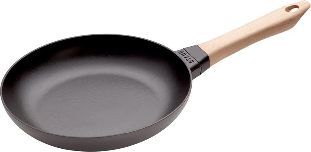 Staub cast iron frying pan with wooden handle, black, 24 cm