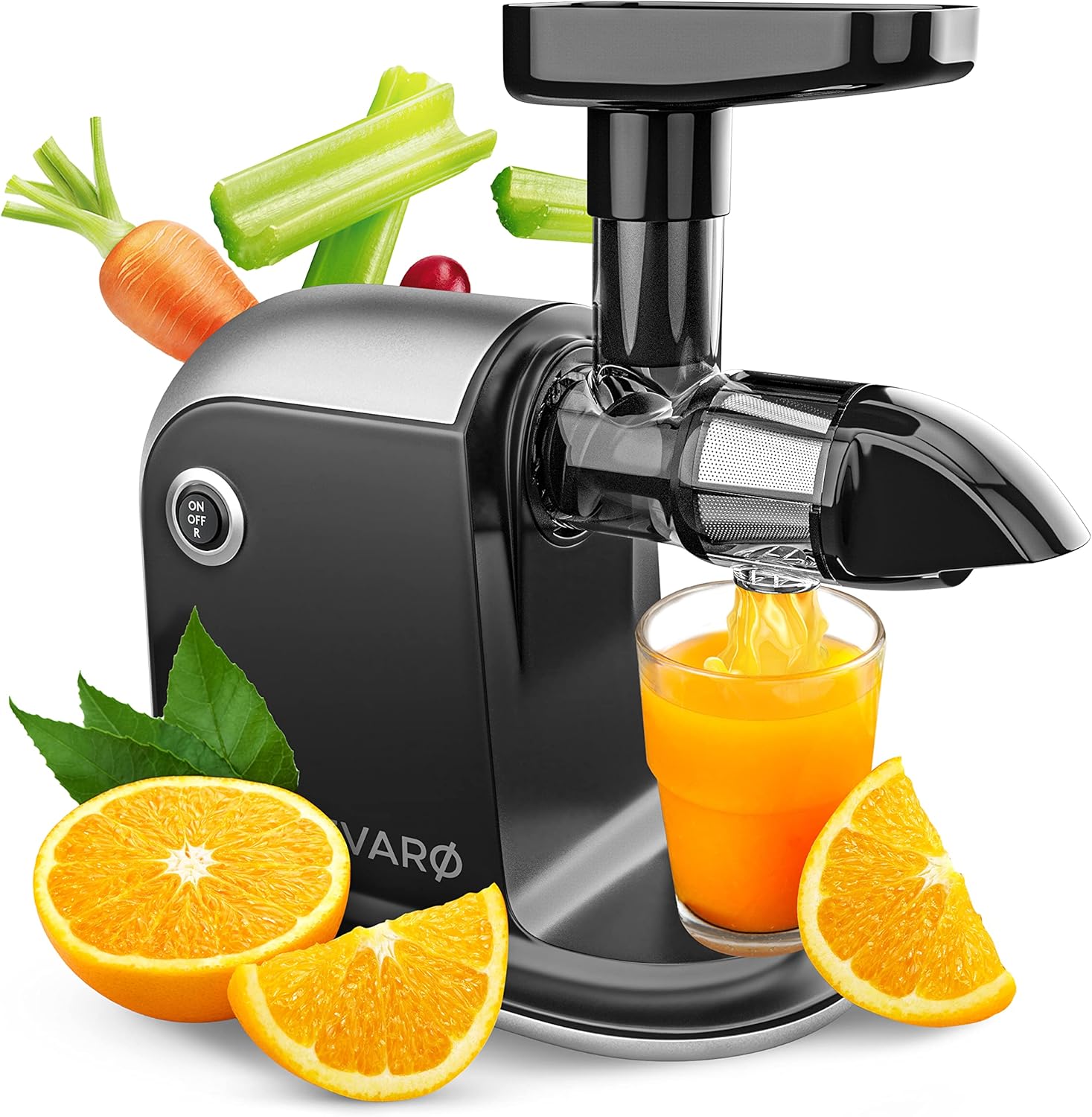 Divaro Slow Juicer Vegetable and Fruit Juicer 150 W Vitamin-friendly Fruit Juicer with Reverse Function Includes Cleaning Brush BPA Free