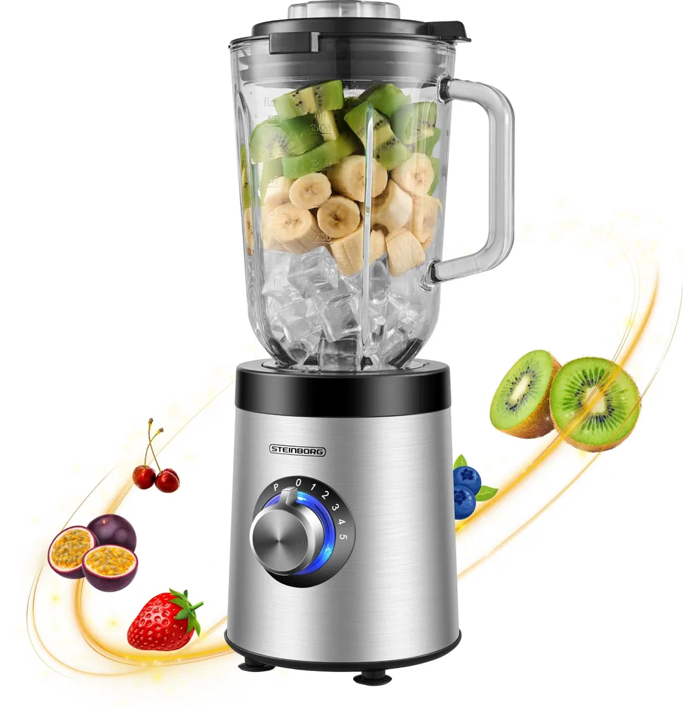 Steinborg Glass Blender | BPA-Free | 5 Speeds + Pulse Function | 1.5 L | 800 W
