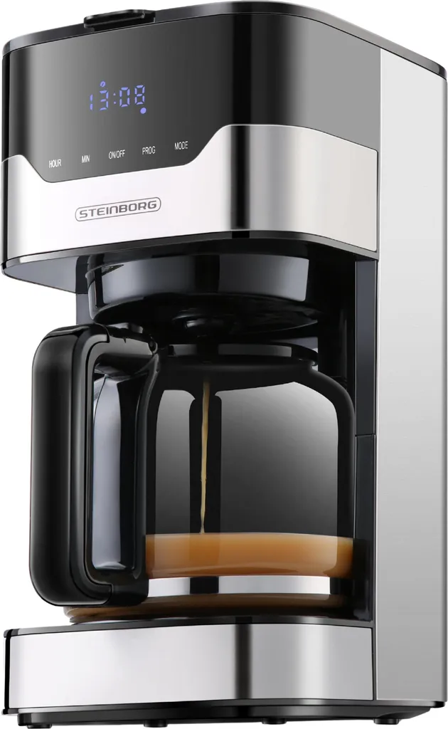 Steinborg coffee machine with LED display | 900 watts | 1.5 liter capacity | Digital timer | 12-15 cups