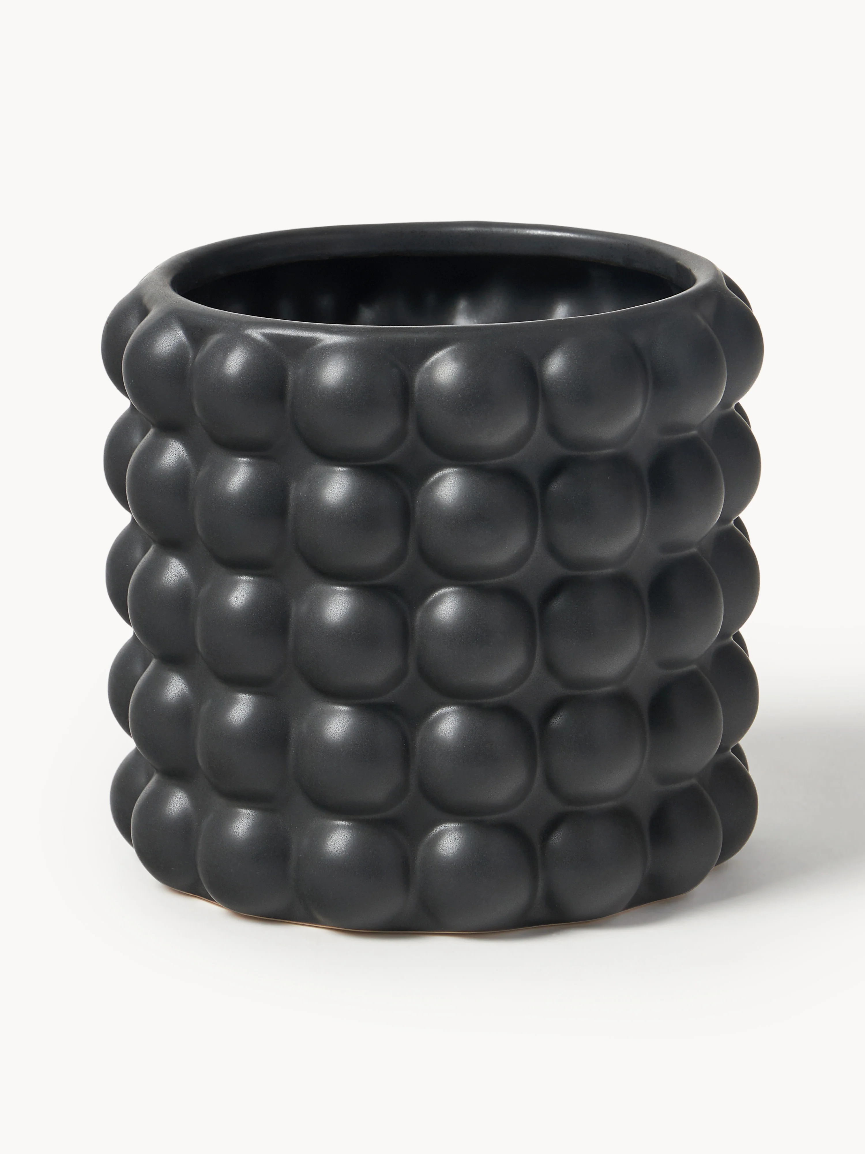 Westwing Collection Stoneware flower pot Bob, H 15cm, Black