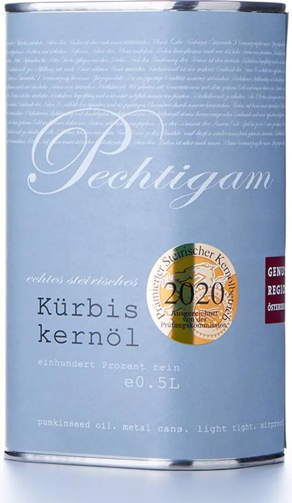 Pechtigam Styrian pumpkin seed oil in a 500ml can 500 ml