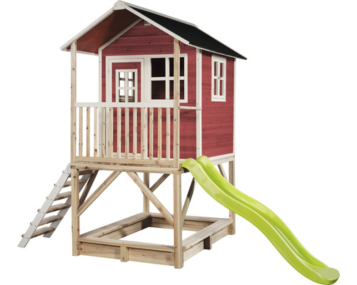 Stilt house EXIT Loft 500 wood with sandpit, red slide
