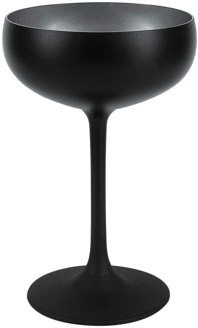 Stalzle Stölzle Lausitz Champagne Bowls, Black (Matte) Silver, Set of 6, Cocktail Bowls Made of High-Quality Crystal Glass, 200 ml, Champagne Glasses, Dishwasher Safe, Coupe Glasses, High Break Resist